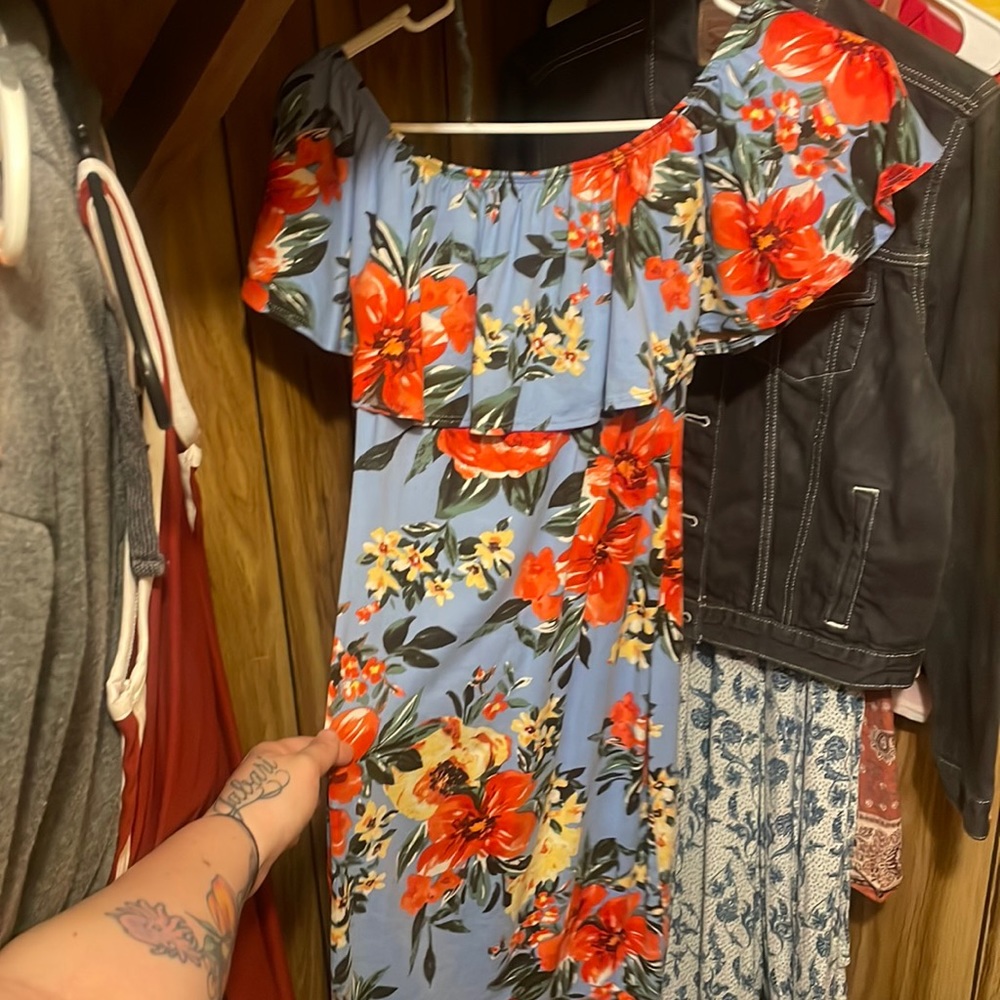 Off shoulder Flower Dress
